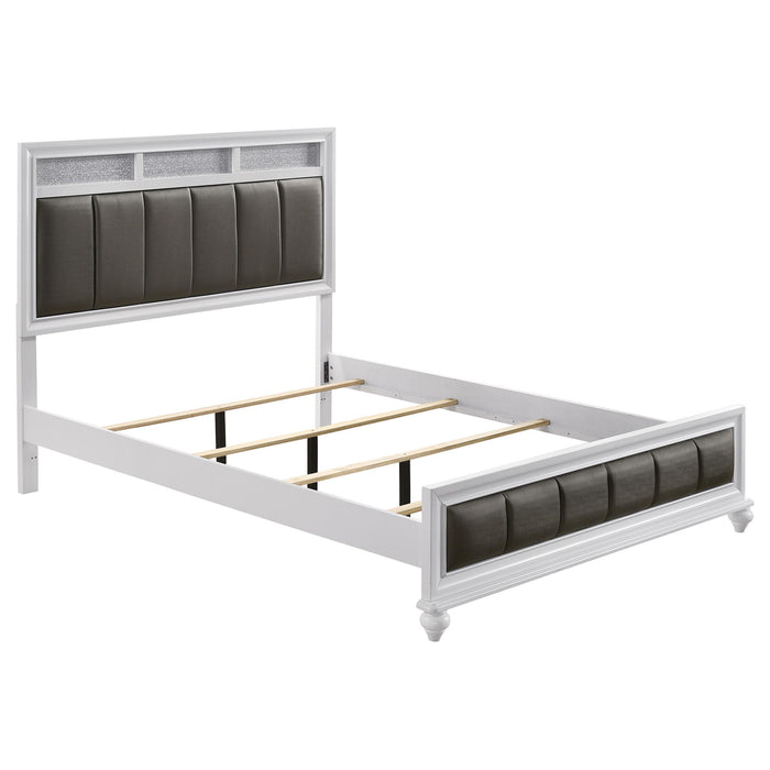 Barzini Eastern King Upholstered Panel Bed White image