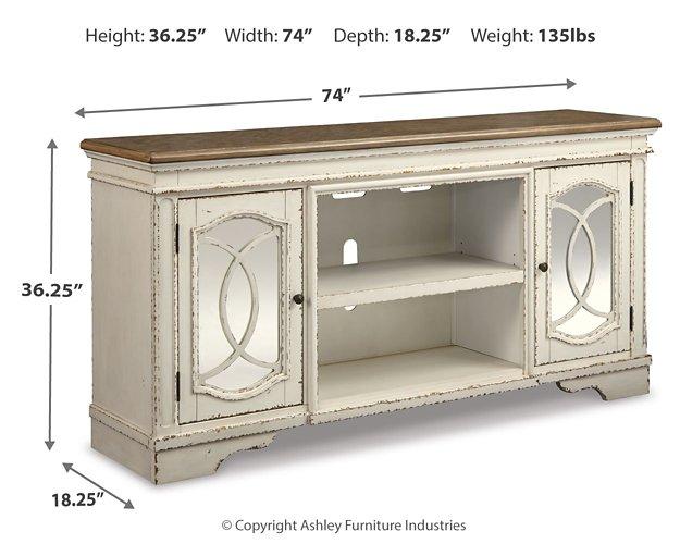 Realyn 74" TV Stand with Electric Fireplace - De Avenue Furniture