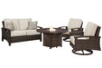 Paradise Trail Outdoor Loveseat, Lounge Chairs and Fire Pit Table - De Avenue Furniture