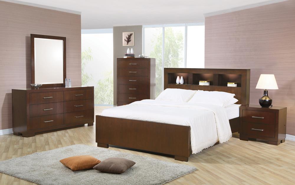 Jessica Eastern King Bed with Storage Headboard Cappuccino