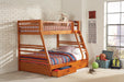 Ashton Twin Over Full 2-drawer Bunk Bed Honey - De Avenue Furniture