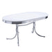 Retro Oval Dining Table Glossy White and Chrome - De Avenue Furniture