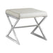 Rita X-cross Square Ottoman White and Chrome - De Avenue Furniture