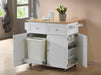 Jalen 3-door Kitchen Cart with Casters Natural Brown and White - De Avenue Furniture