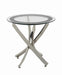 Brooke Glass Top End Table Chrome and Black - De Avenue Furniture
