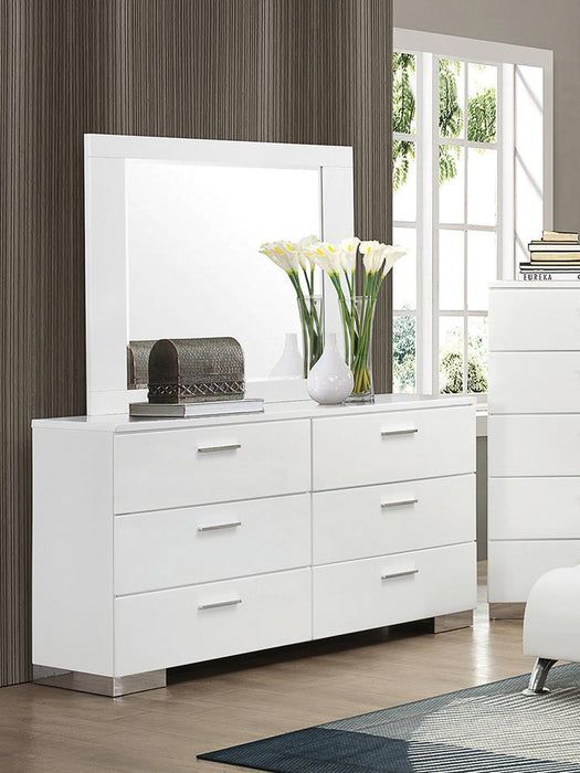 Felicity Rectangle Dresser Mirror Glossy White - De Avenue Furniture