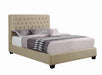 Chloe Tufted Upholstered Queen Bed Oatmeal - De Avenue Furniture