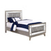 Leighton Twin Panel Bed with Mirrored Accents Mercury Metallic - De Avenue Furniture
