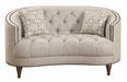 Avonlea Sloped Arm Upholstered Loveseat Trim Grey - De Avenue Furniture