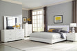 Felicity Eastern King Panel Bed with LED Lighting Glossy White - De Avenue Furniture
