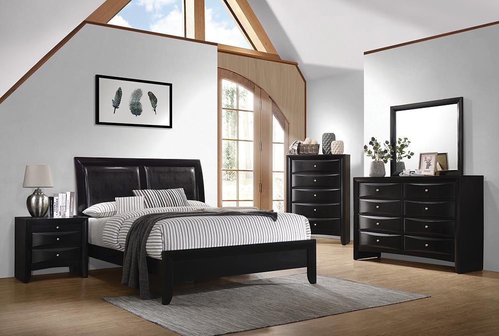 Briana Queen Upholstered Panel Bed Black - De Avenue Furniture