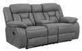 Higgins Pillow Top Arm Motion Loveseat with Console Grey - De Avenue Furniture