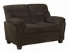 Clementine Upholstered Loveseat with Nailhead Trim Brown - De Avenue Furniture