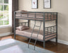 Fairfax Twin Over Twin Bunk Bed with Ladder Light Gunmetal - De Avenue Furniture