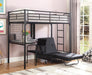 Jenner Twin Futon Workstation Loft Bed Black - De Avenue Furniture