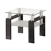 Dyer Tempered Glass End Table with Shelf Black - De Avenue Furniture