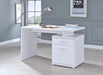 Irving 2-drawer Office Desk with Cabinet White - De Avenue Furniture