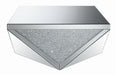 Amore Square Coffee Table with Triangle Detailing Silver and Clear Mirror - De Avenue Furniture