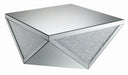 Amore Square Coffee Table with Triangle Detailing Silver and Clear Mirror - De Avenue Furniture
