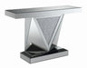 Amore Rectangular Sofa Table with Triangle Detailing Silver and Clear Mirror - De Avenue Furniture
