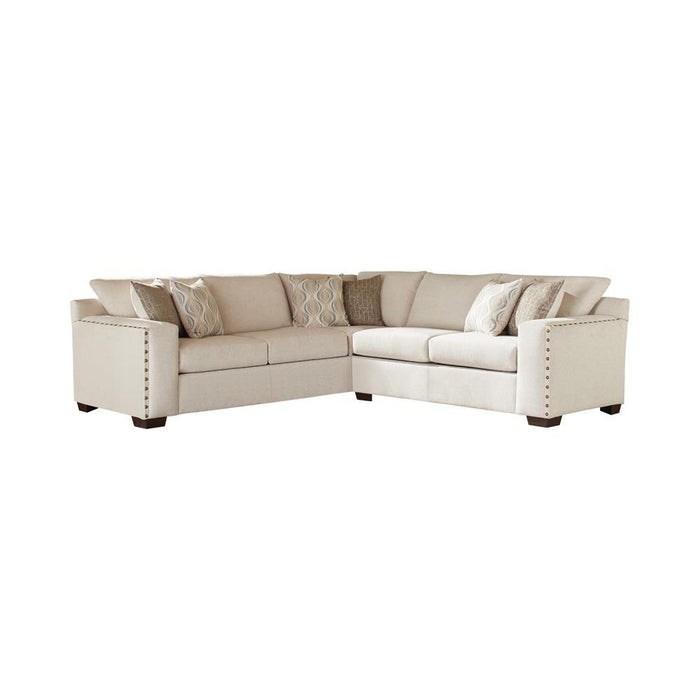 Aria L-shaped Sectional with Nailhead Oatmeal