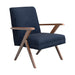 Cheryl Wooden Arms Accent Chair Dark Blue and Walnut - De Avenue Furniture