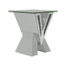 Taffeta V-shaped End Table with Glass Top Silver - De Avenue Furniture