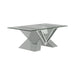 Taffeta V-shaped Coffee Table with Glass Top Silver - De Avenue Furniture