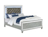 Gunnison California King Panel Bed with LED Lighting Silver Metallic - De Avenue Furniture