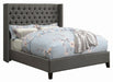 Bancroft Demi-wing Upholstered Queen Bed Grey - De Avenue Furniture