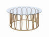 Monett Round Coffee Table Chocolate Chrome and Clear - De Avenue Furniture