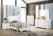 Felicity Twin Panel Bed with LED Lighting Glossy White - De Avenue Furniture