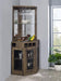 Alviso Corner Bar Cabinet with Stemware Rack Rustic Oak - De Avenue Furniture