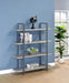 Cole 4-Shelf Bookcase Grey Driftwood and Gunmetal - De Avenue Furniture