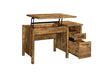 Delwin Lift Top Office Desk with File Cabinet Antique Nutmeg - De Avenue Furniture