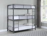 Maynard Metal Triple Twin Bunk Bed Gunmetal - De Avenue Furniture