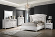 Barzini Eastern King Wingback Tufted Bed White - De Avenue Furniture