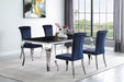 Betty Upholstered Side Chairs Ink Blue and Chrome (Set of 4) - De Avenue Furniture
