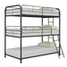 Garner Triple Twin Bunk Bed with Ladder Gunmetal - De Avenue Furniture