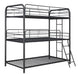 Garner Triple Twin Bunk Bed with Ladder Gunmetal - De Avenue Furniture