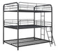 Garner Triple Full Bunk Bed with Ladder Gunmetal - De Avenue Furniture