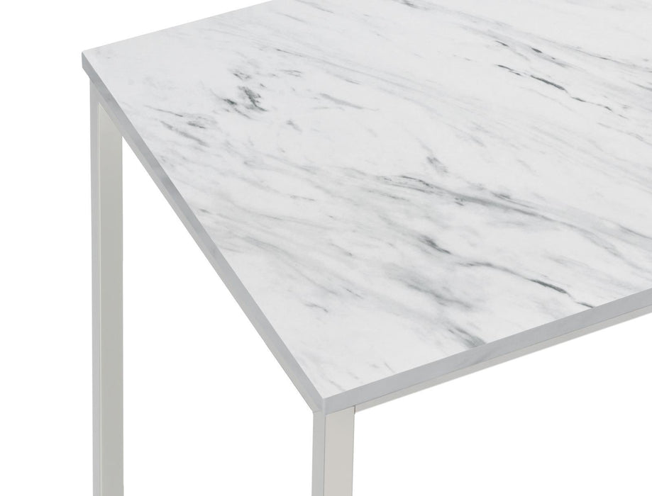 Leona Coffee Table with Casters White and Satin Nickel - De Avenue Furniture