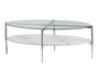 Cadee Round Glass Top Coffee Table White and Chrome - De Avenue Furniture