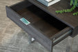 Baines Square 1-drawer End Table Dark Charcoal and Chrome - De Avenue Furniture