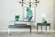 Baines Square 1-drawer End Table Dark Charcoal and Chrome - De Avenue Furniture