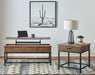Byers Square 1-drawer End Table Brown Oak and Sandy Black - De Avenue Furniture