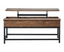 Byers Black Coffee Table with Hidden Storage Brown Oak and Sandy Black - De Avenue Furniture