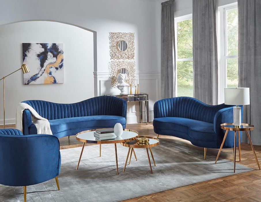 Sophia Upholstered Vertical Channel Tufted Chair Blue - De Avenue Furniture