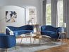 Sophia Upholstered Camel Back Loveseat Blue - De Avenue Furniture