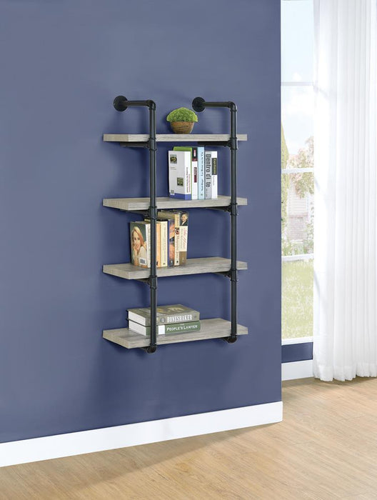 Elmcrest 24-inch Wall Shelf Black and Rustic Oak - De Avenue Furniture